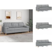 Canapé 3 places avec oreillers gris clair 180 cm tissu - Canapé Trois Places - Canapé Modulaire - Canapé Design - Canapé Gris - Canapé Contemporain