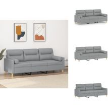 Canapé 3 places avec oreillers gris clair 180 cm tissu - Canapé Trois Places - Canapé Modulaire - Canapé Design - Canapé Gris - Canapé Contemporain