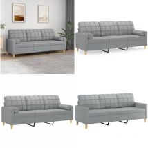 Canapé 3 places avec oreillers gris clair 180 cm tissu - Canapé Trois Places - Canapé Modulaire - Canapé Design - Canapé Gris - Canapé Contemporain