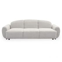 Cotecosy - Canapé 3 places convertible dossier et accoudoirs arrondis Oliver Tissu texturé Gris