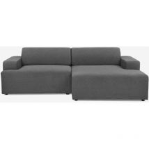 Modus Sofà - Canapé 3 places design moderne avec méridienne droite en tissu Toliman - Gris foncé