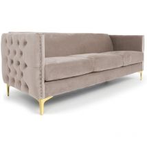 Cotecosy - Canapé 3 places Joshua Velours Taupe