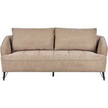 Canapé 3 Places Moderne en Tissu Rembourré Coussins Supplémentaires Marron Hobro