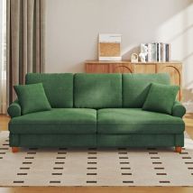 Yoleo - Canapé 3 Places Moderne Tissu En Chenille 220 X 74 X 86cm,canapé Droit Rembourrés Avec Coussins Pour Salon,design Moderne,vert