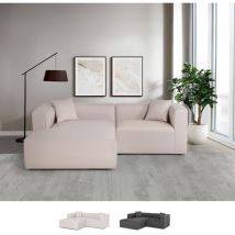 Modus Sofà - Canapé modulaire 3 places en tissu modulable avec méridienne d'angle Lorys - Beige