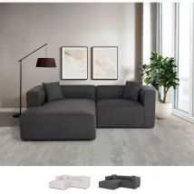 Modus Sofà - Canapé modulaire 3 places en tissu modulable avec méridienne d'angle Lorys - Gris foncé