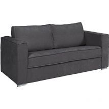 Vente-unique - Canapé 4 places convertible express en tissu texturé gris anthracite - Couchage à lattes larges 160 cm - Matelas 14 cm loreto