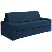 Vente-unique - Canapé 4 places convertible express en velours côtelé bleu - Couchage 160 cm - Matelas 22 cm - calito