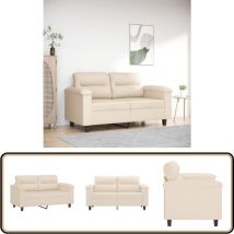 Canapé à 2 places Beige 120 cm Tissu microfibre - Canapé Deux Places - Canapé Beige - Canapé Tissu Microfibre - Canapé Design Moderne - Canapé