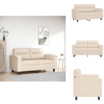 Canapé à 2 places Beige 120 cm Tissu microfibre - Canapé Deux Places - Canapé Beige - Canapé Tissu Microfibre - Canapé Design Moderne - Canapé