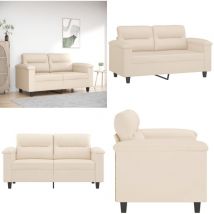 Canapé à 2 places Beige 120 cm Tissu microfibre - Canapé Deux Places - Canapé Beige - Canapé Tissu Microfibre - Canapé Design Moderne - Canapé