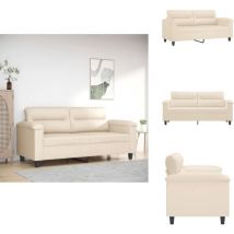 Canapé à 2 places Beige 140 cm Tissu microfibre - Canapé Deux Places - Canapé Beige - Canapé Design - Canapé Moderne - Canapé Confortable