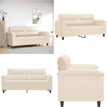 Canapé à 2 places Beige 140 cm Tissu microfibre - Canapé Deux Places - Canapé Beige - Canapé Design - Canapé Moderne - Canapé Confortable - Home &