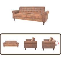 Vidaxl - Canapé à 2 places convertible accoudoir daim synthétique marron - Canapé Deux Places - Canapé Convertible - Canapé Cuir Synthétique - Canapé