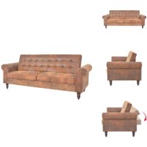 Vidaxl - Canapé à 2 places convertible accoudoir daim synthétique marron - Canapé Deux Places - Canapé Convertible - Canapé Cuir Synthétique - Canapé