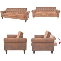 Vidaxl - Canapé à 2 places convertible accoudoir daim synthétique marron - Canapé Deux Places - Canapé Convertible - Canapé Cuir Synthétique - Canapé