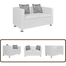 Canapé à 2 places cuir artificiel blanc - Canapé Deux Places - Canapé Blanc - Canapé Similicuir - Canapé Moderne - Canapé Contemporain