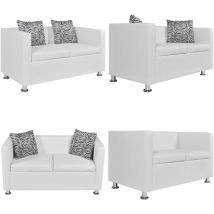 Canapé à 2 places cuir artificiel blanc - Canapé Deux Places - Canapé Blanc - Canapé Similicuir - Canapé Moderne - Canapé Contemporain - Home & Living