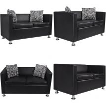 Canapé à 2 places Cuir synthétique Noir - Canapé Deux Places - Canapé Cuir Synthétique - Canapé Noir - Canapé Moderne - Canapé Classique - Home &
