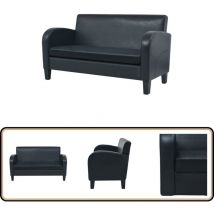 Canapé à 2 places Cuir synthétique Noir - Canapé Deux Places - Canapé Noir - Canapé Cuir Synthétique - Canapé Moderne - Canapé Design