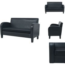 Canapé à 2 places Cuir synthétique Noir - Canapé Deux Places - Canapé Noir - Canapé Cuir Synthétique - Canapé Moderne - Canapé Design