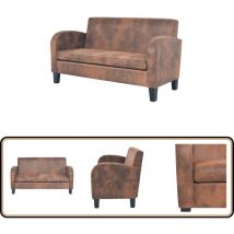 Canapé à 2 places Daim synthétique Marron - Canapé Deux Places - Canapé Cuir Synthétique - Canapé Marron - Canapé Moderne - Canapé Design