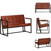 Canapé à 2 places Marron Cuir de chèvre véritable - Canapé Deux Places - Canapé Cuir - Canapé Vintage - Canapé Design - Mobilier Salon
