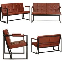 Canapé à 2 places Marron Cuir de chèvre véritable - Canapé Deux Places - Canapé Cuir - Canapé Vintage - Canapé Design - Mobilier Salon - Home & Living