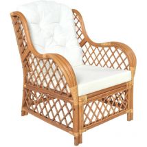 Canapé avec coussin Marron clair Rotin naturel et lin