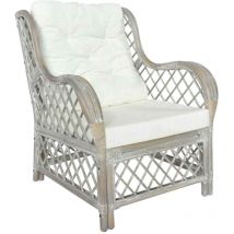 Canapé avec coussin Gris Rotin naturel et lin