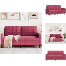 Canapé à 2 places Rouge bordeaux 140 cm Velours - Canapé à 2 Places - Canapés à 2 Places - Canapé - Causeuse