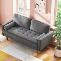 2-sitzer-sofa Aus Samt Modernes, Sofa Mit Gerollten Armlehnen, Wohnzimmer-sofa Mit Armlehnen, 148l X 78b X 85h Cm, Grau