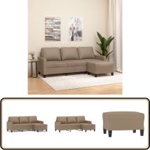 Canapé à 3 places avec repose-pieds Cappuccino 180cm Similicuir - Canapé Trois Places - Canapé Avec Repose-pieds - Canapé Brun - Canapé Capitonné