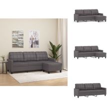 Vidaxl - Canapé à 3 places avec repose-pieds Gris 180 cm Similicuir - Canapé Trois Places - Canapé Avec Repose-pieds - Canapé Gris - Canapé