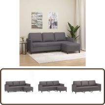 Canapé à 3 places avec repose-pieds Gris 180 cm Similicuir - Canapé Trois Places - Canapé Gris - Canapé Avec Repose-pieds - Canapé Moderne - Canapé