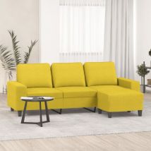 Avimac - Canapé à 3 places avec repose-pieds Jaune clair 180 cm Tissu