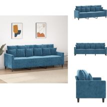 Vidaxl - Canapé à 3 places Bleu 180 cm Velours - Canapé à 3 Places - Canapés à 3 Places - Canapé - Canapé Rembourré