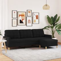 Canapé à 3 places, Canapé droit, Banquette Sofa de Salon avec repose-pieds Noir 210 cm Tissu WFE814919 Maison Chic