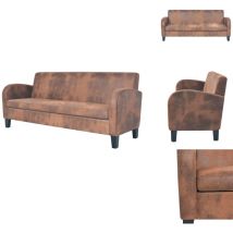 Canapé à 3 places Daim synthétique Marron - Canapé Trois Places - Canapé Cuir Synthétique - Canapé Marron - Canapé Moderne - Canapé Design