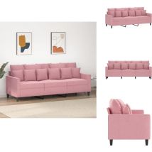 Vidaxl - Canapé à 3 places Rose 180 cm Velours - Canapé à 3 Places - Canapés à 3 Places - Canapé - Canapé Rembourré