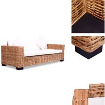 Canapé à 3 places Rotin naturel - Canapé Rotin - Canapé Design - Canapé Intérieur - Canapé 3 Places - Meubles Salon