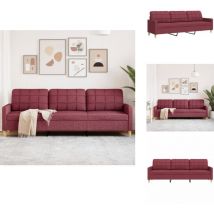 Canapé à 3 places Rouge bordeaux 210 cm Tissu - Canapé à 3 Places - Canapés à 3 Places - Canapé - Canapé Rembourré