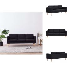 Canapé à 3 places Tissu Noir - Canapé Trois Places - Canapé Moderne - Canapé Noir - Canapé Tissu - Canapé Salle Séjour