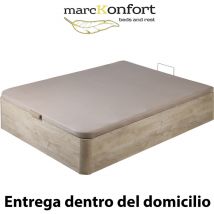 Marckonfort - Canape Abatible 90x190 De Gran Capacidad Con Esquinas Redondeadas En Madera. Base Tapizada 3d Transpirable Color Roble