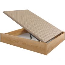 Aznar - Canapé Abatible Arcón de madera con tirador embutido altura 34 cm 160x190 cm - Bruma