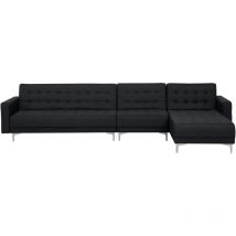 Canapé Angle à Gauche Modulable Convertible Tissu Gris Graphite Classique Aberdeen