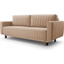 Canapé convertible avec coffre de rangement Roli - Style scandinave - Canapé pliant, canapé-lit - Canapé avec tissu velours (Beige - Trinity 02)