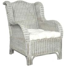 Canapé avec coussin Gris Rotin naturel et lin