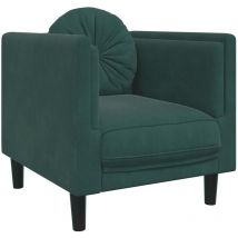 Fauteuil avec coussin vert foncé velours