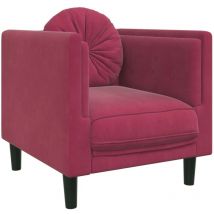 Fauteuil avec coussin rouge bordeaux velours